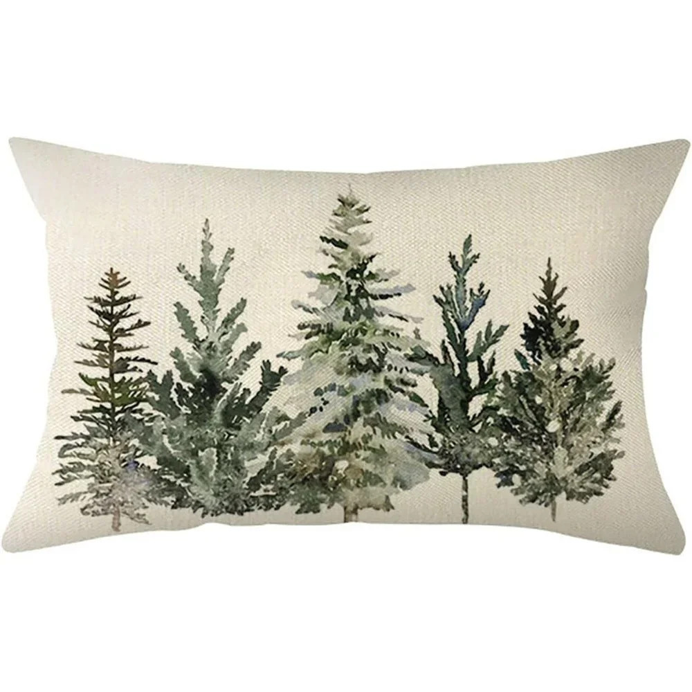 Christmas Winter Trees  Lumbar Throw Pillow Cover Decoration for Sofa Couch